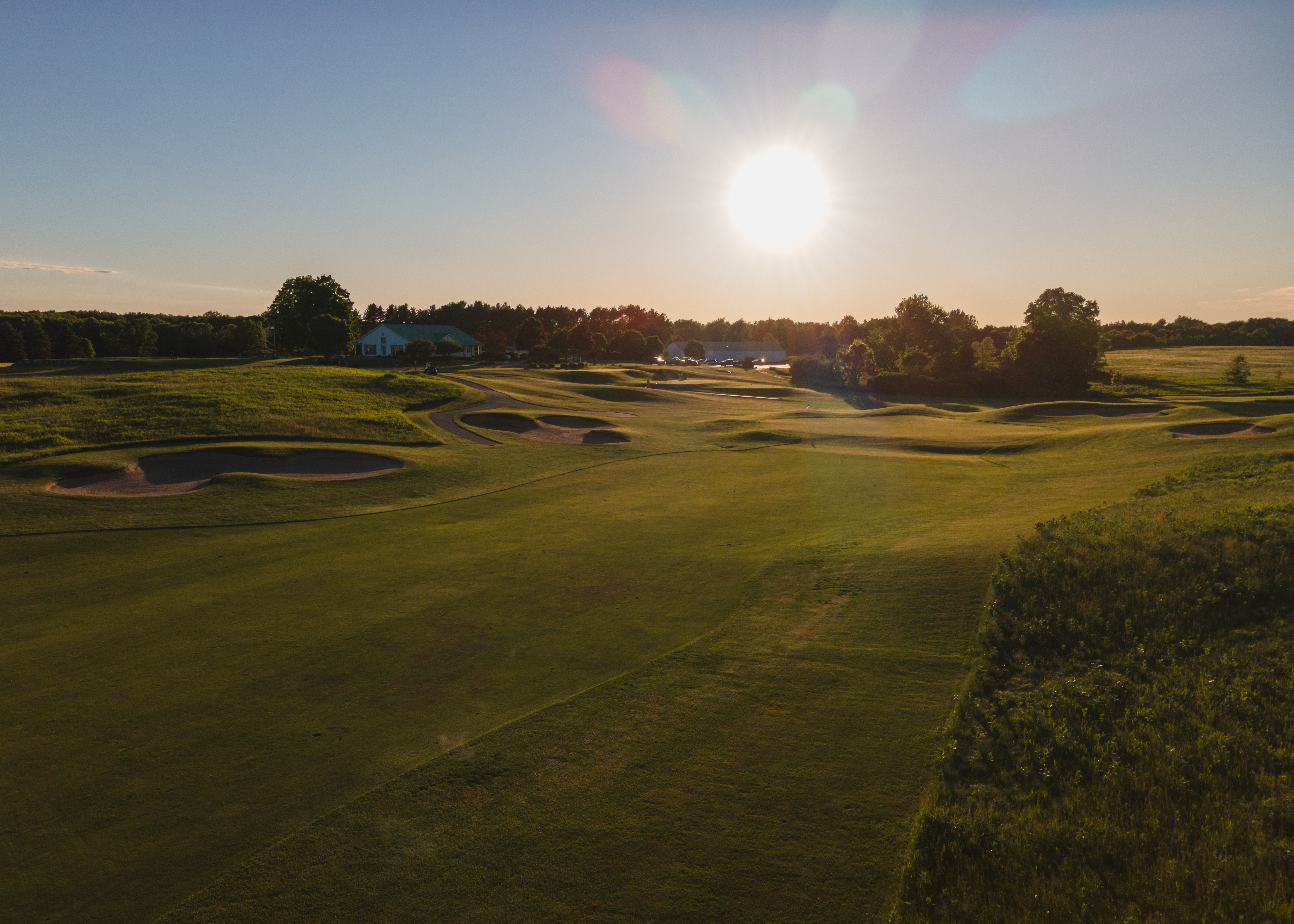 Aerial view of golf course fairway